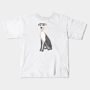 Black & White Whippet Dog Kids T-Shirt